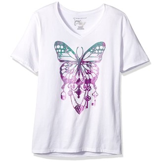 JUST MY SIZE Women's Size Plus Printed Short-Sleeve V-Neck T-Shirt