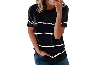 Biucly Womens Short Sleeve Crewneck Shirts Loose Casual Tee T-Shirt