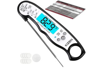 KIZEN Digital Meat Thermometer - Home Gadgets & Kitchen Gifts - Wireless Probe - Waterproof Instant Read Thermometer for Cooking Food, Baking, Liquids, Candy, Grilling BBQ & Air Fryer - Black/White