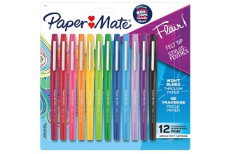 Paper Mate Flair Felt Tip Pens, Medium Point (0.7mm), Assorted Colors, 12 Count