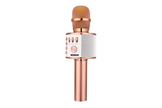 BONAOK Wireless Bluetooth Karaoke Microphone, 3-in-1 Portable Handheld Mic Speaker for All Smartphones,Gifts for Girls Kids Adults All Age Q37(Rose Gold)